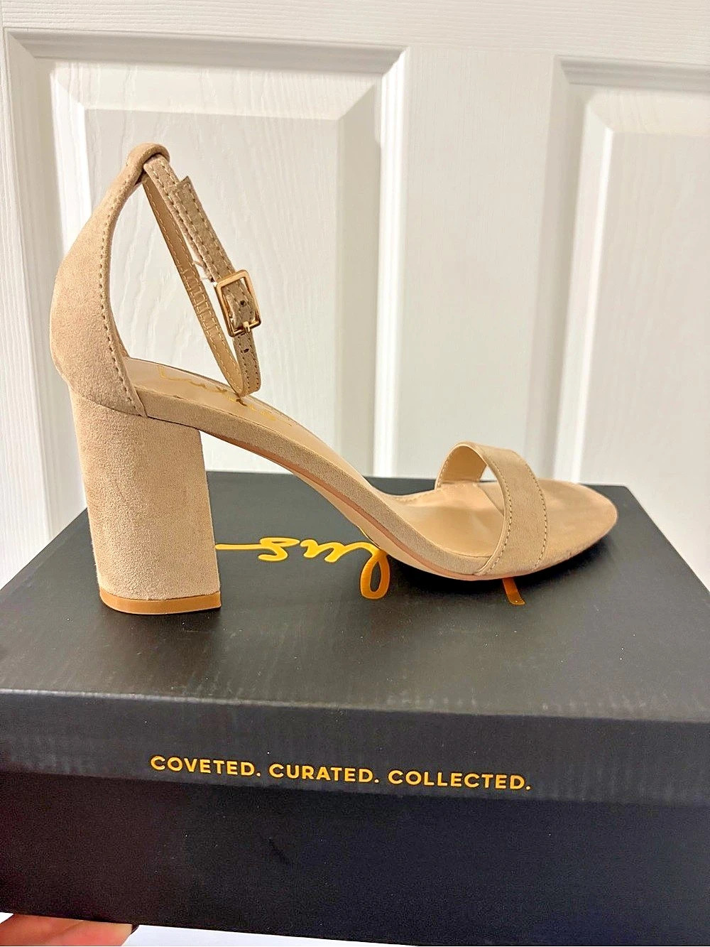 Lulus Arylee Suede Heels in Beige US 8 Like New